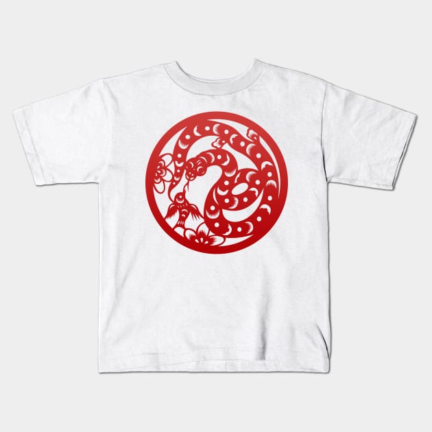 Chinese Zodiac Snake in Red Kids T-Shirt by Takeda_Art